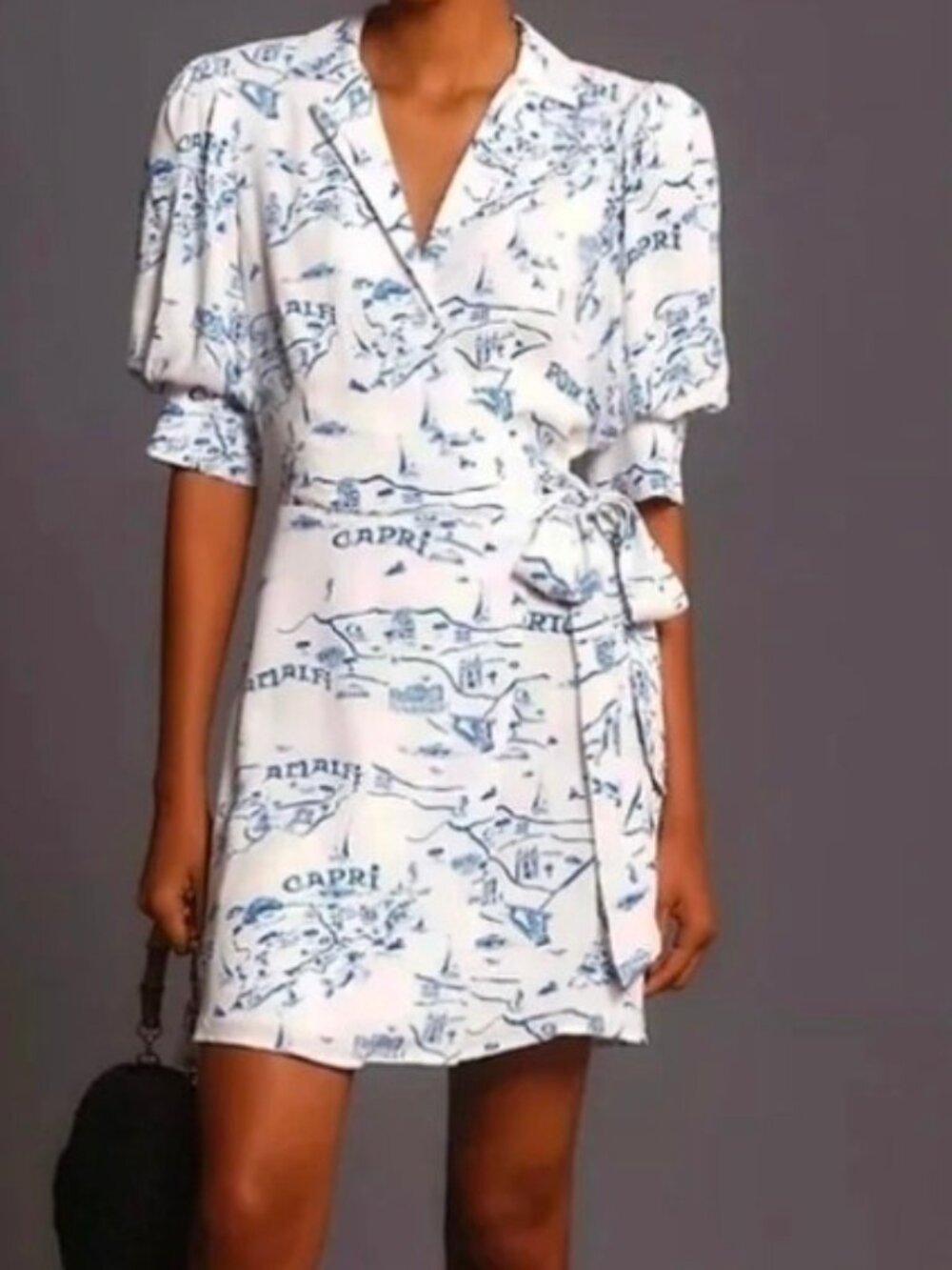 Anthropologie Maeve Short-Sleeve Collared Wrap Mini Dress